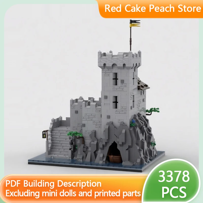 Castillo Medieval modelo MOC, bloques de construcción Castillo de la roca, tecnología Modular, regalos de vacaciones para niños, juguetes para montar, traje