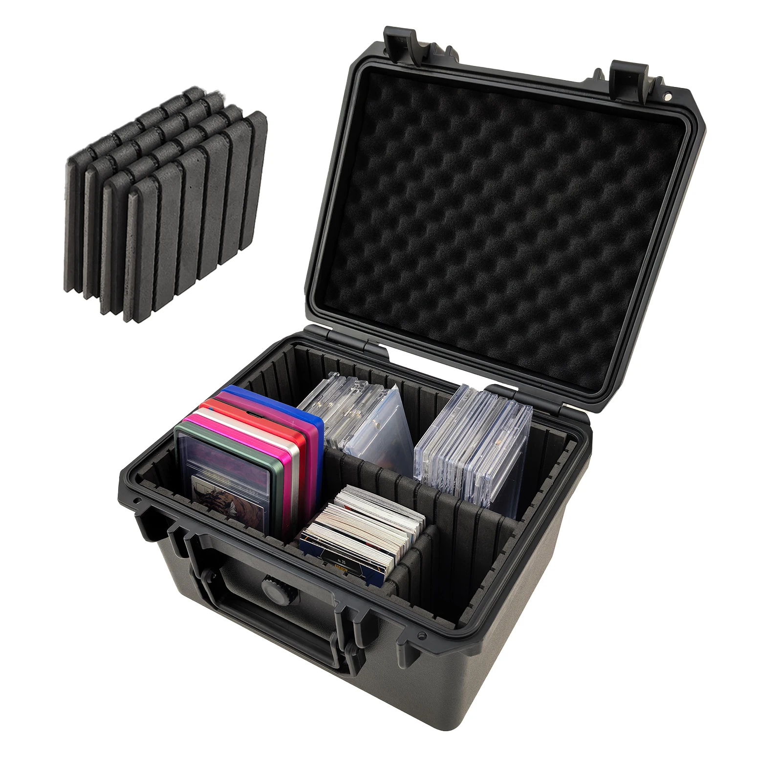 Adjustable Graded Card Storage Box DIY EVA Divider Waterproof Hard Case for PSA BGS SGC Slabs Magnetic Holders TCG Sports Cards