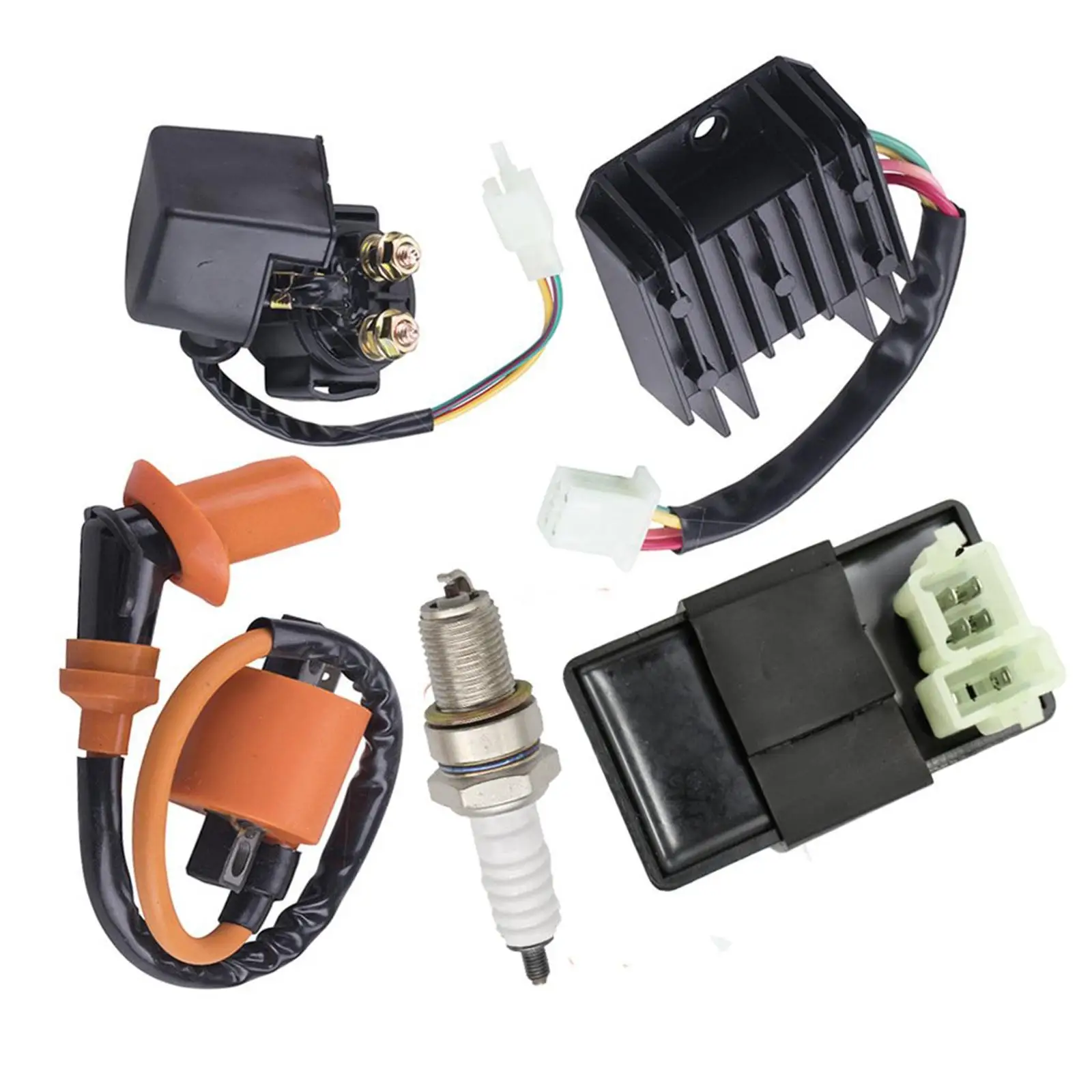 Voltage Regulator Rectifier CDI Box with Spark Plug and Coil for 125cc 150cc ATV Go Kart
