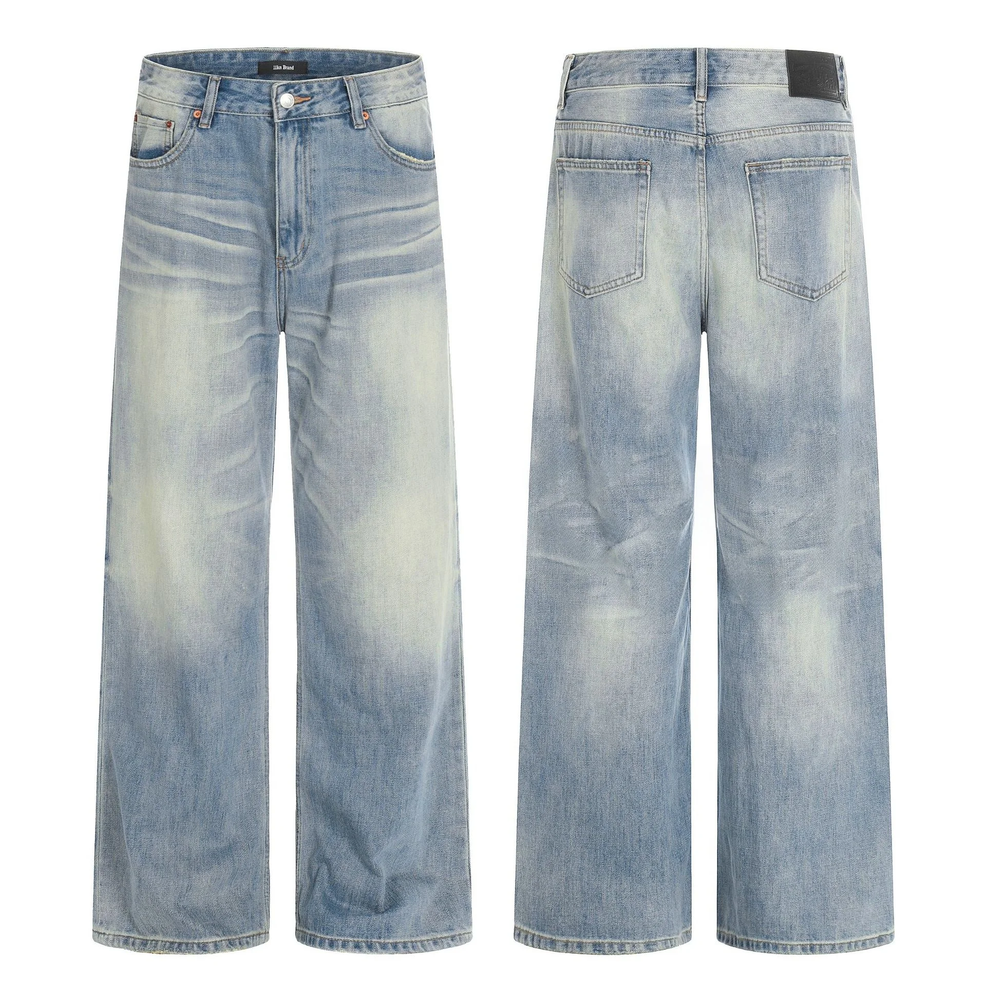 

Американские ретро-джинсы свободного кроя с эффектом потертости, повседневные женские брюки Cleanfit, длинные драпированные джинсы в пол свободного кроя