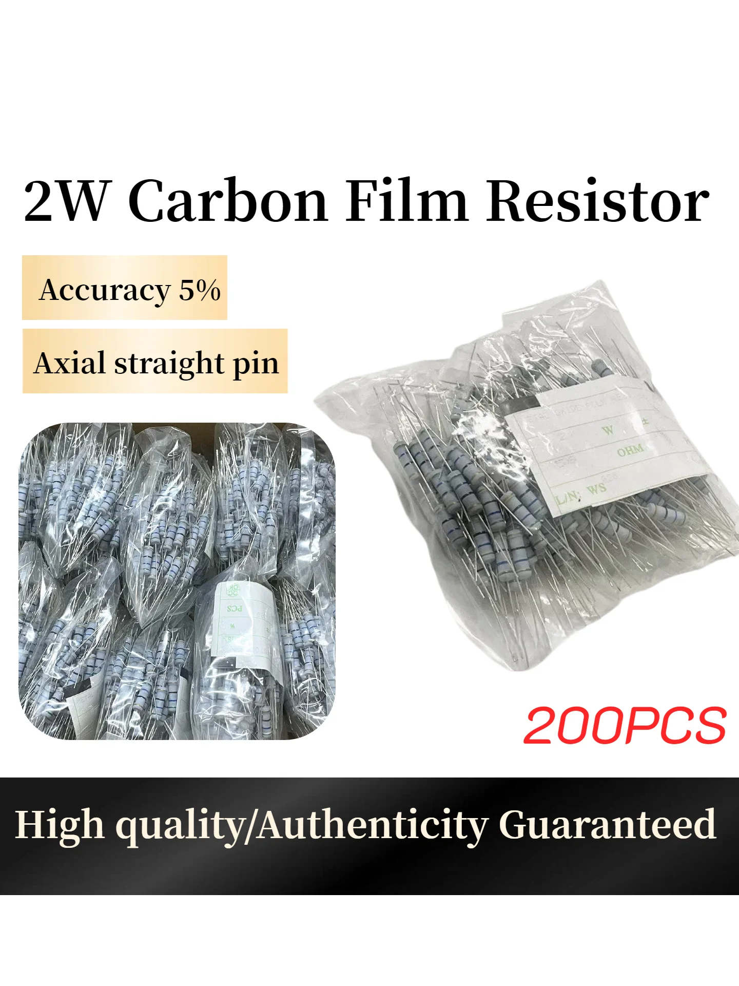 200pcs 2W Carbon Film Resistor 5% Resistance 0.1Ω-2MΩ 0.47 10 47 100 200 470 820 1K 4.7K 10K 47K 100K 200K 330K 470K 1M 1.2M Ohm