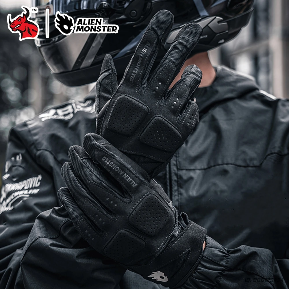 

Motorcycle Gloves Airflow Mesh Design for Hot Weather Durable Full Finger Riding Gloves with Reinforced Knuckle Protection