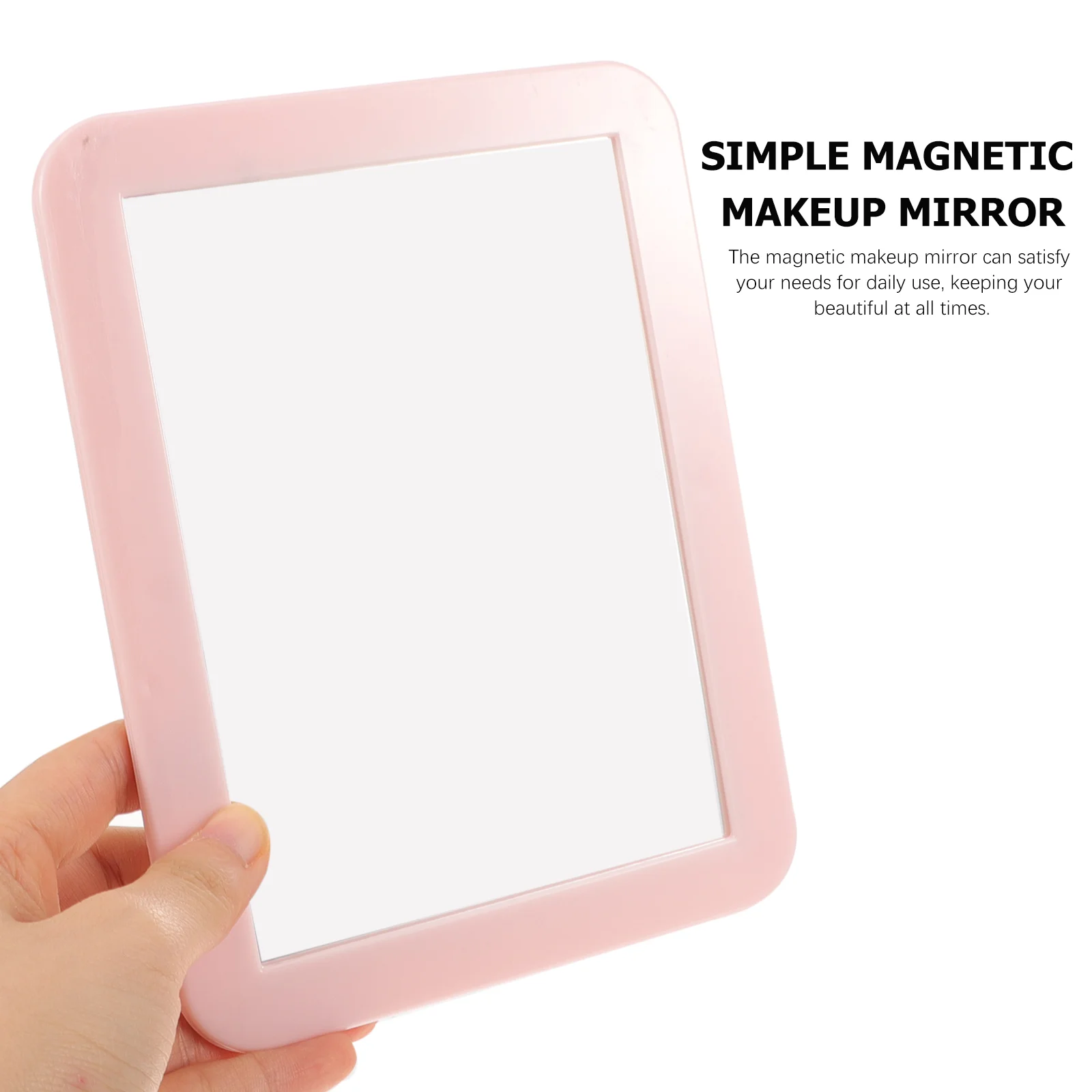 Plastic Magnetic Makeup Mirror Rectangular Multi-purpose That Can Be Attached to The Iron Cabinet (pink) Locker Small for Home