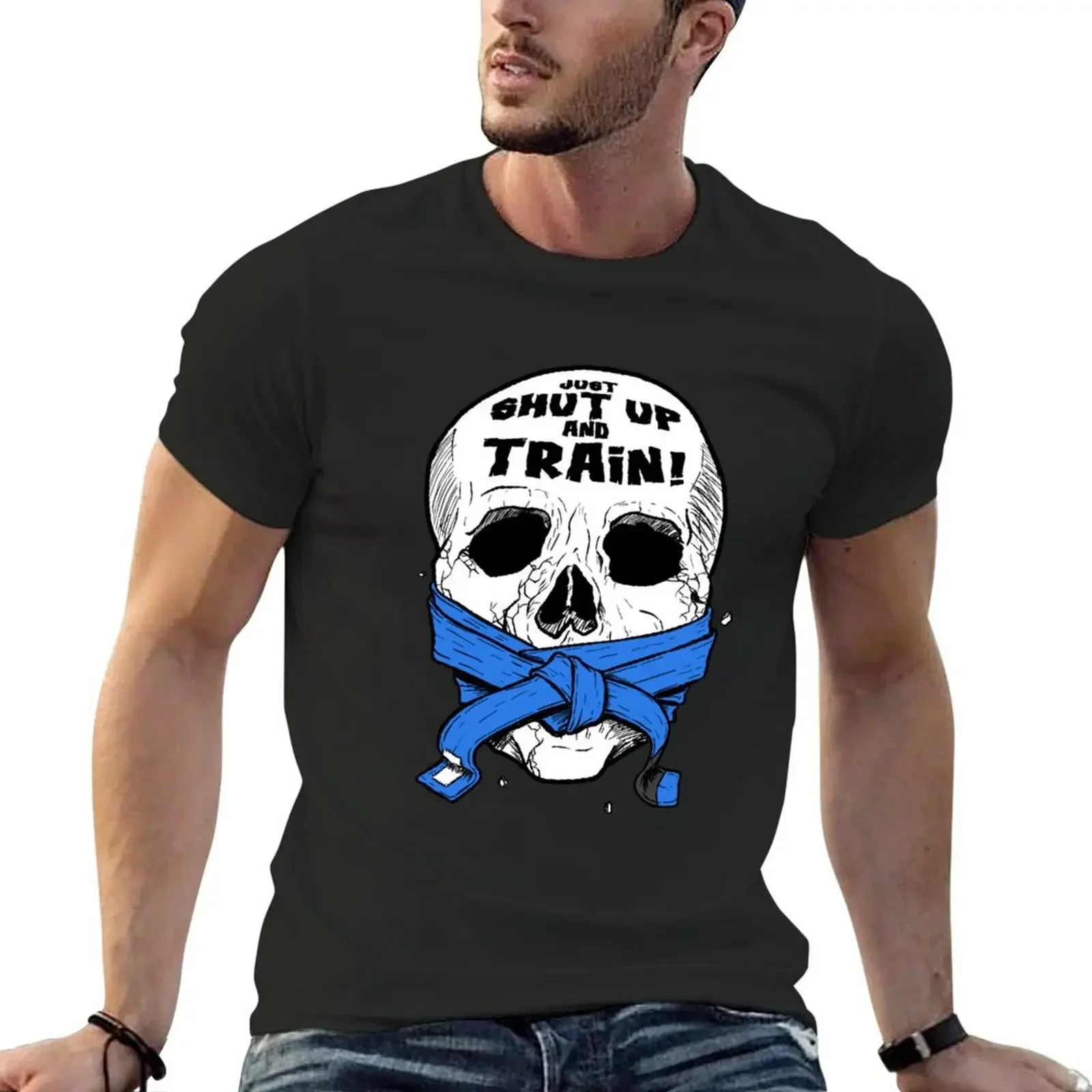 Just Shut Up and Train - Martial Arts Belt - BJJ Shirt - Ranked Blue Belt T-Shirt oversizeds mens workout shirts