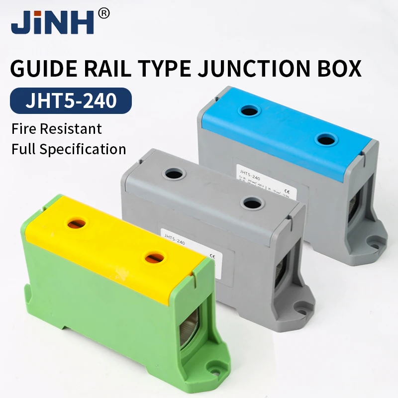 

JINH JHT5 240mm² Tapping Terminal Block Al/Cu Din Rail Cable Dust Cove Distribution Large Power terminal High Current Box