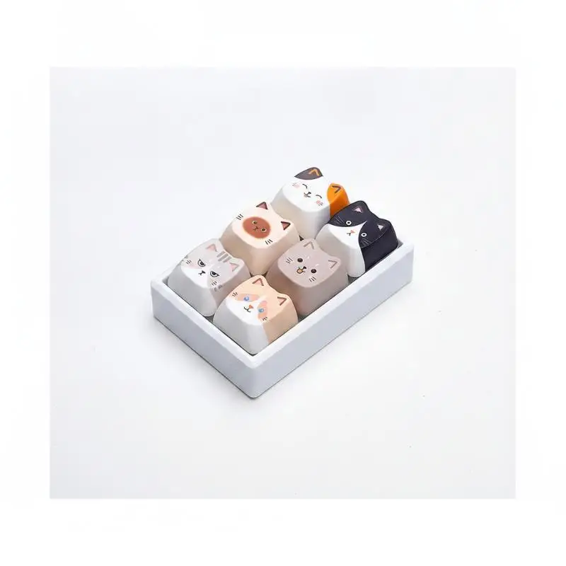 4/6 Keys Anti-stress Pendant Keyboard Keycap Cat Fidget Keychain Finger Button Pass The Time Calming Keychain Keys