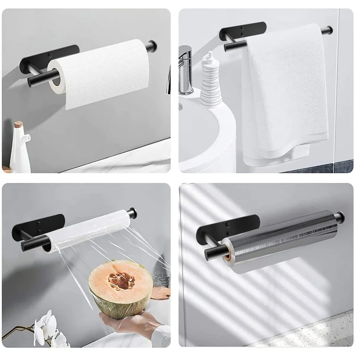 33cm Paper Towel Holders For Kitchen,AdhesiveToilet Paper Holder,Tissue Dispenser,Cabinet Storage Organizer,Towel Rack For Home