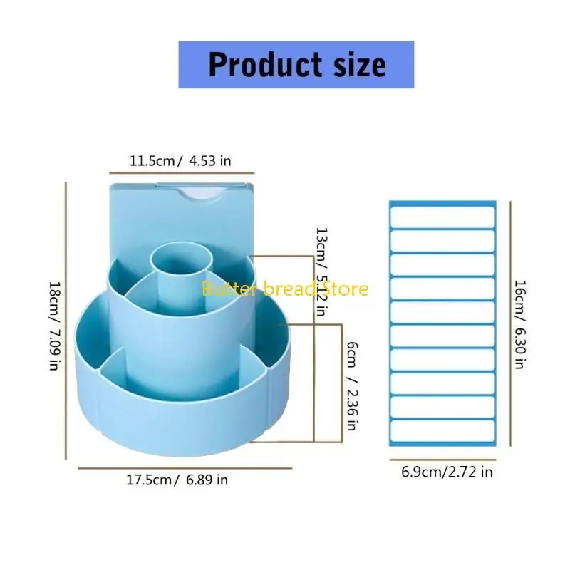 W89C Large Capacity Pen Box Rotating Pen Holder Desk Organizers with Chore Chart