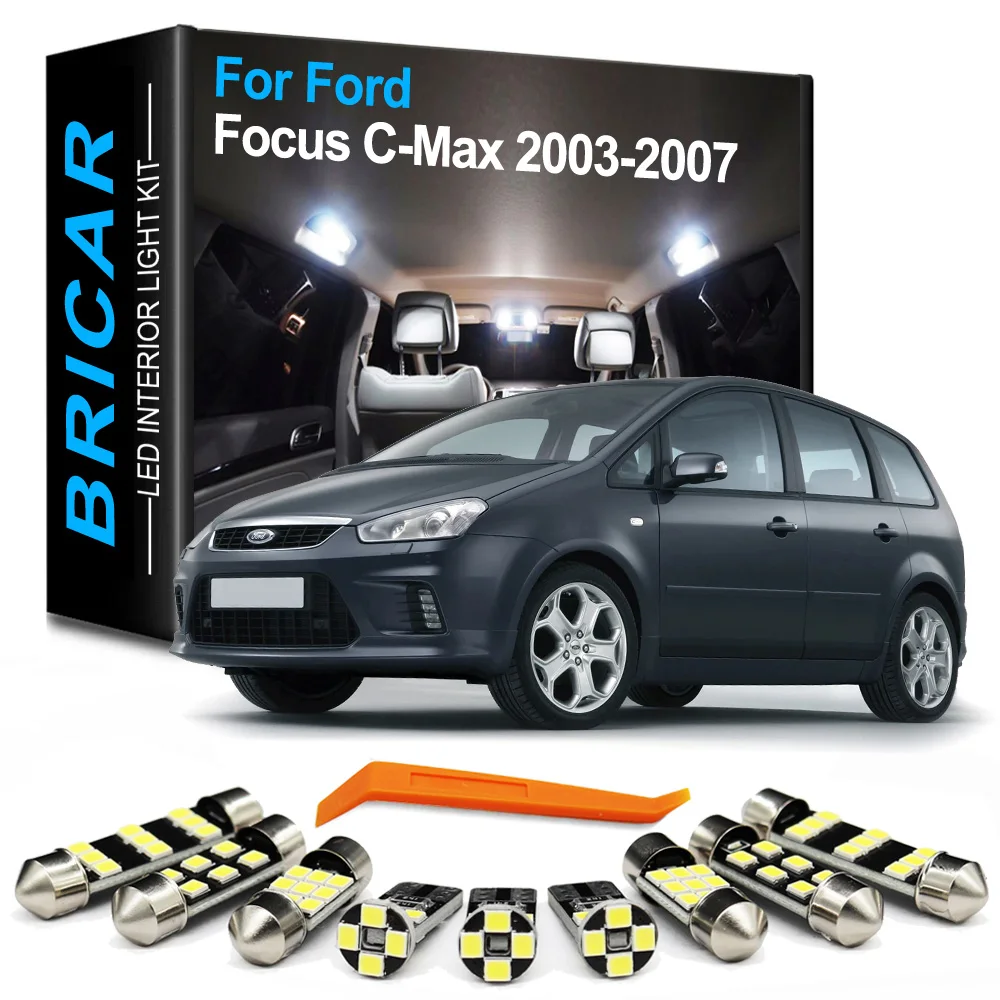 Bricar 16Pcs Canbus Car Reading Trunk Lamp For Ford Focus C-Max Cmax C Max 2003 2004 2005 2006 2007 Interior LED Bulb Light Kit