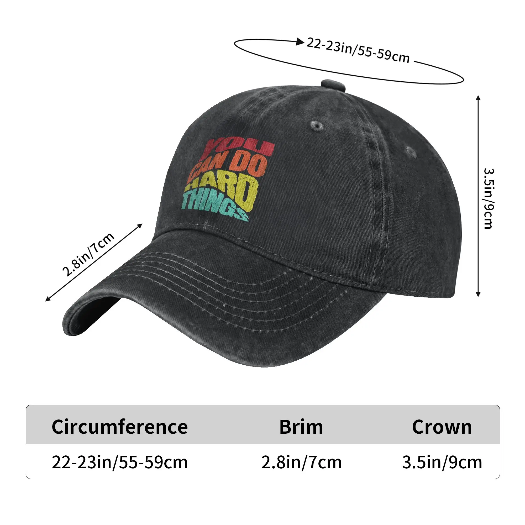 Washed Baseball Cap You Can Do Hard Things Summer Trucker Hat For Men Women  Vintage Running Hippie Sun Snapback Cap