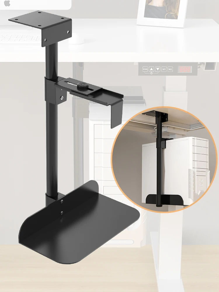 Desktop computer main frame hanging desk hanging box bracket hanging fixed bracket tray base