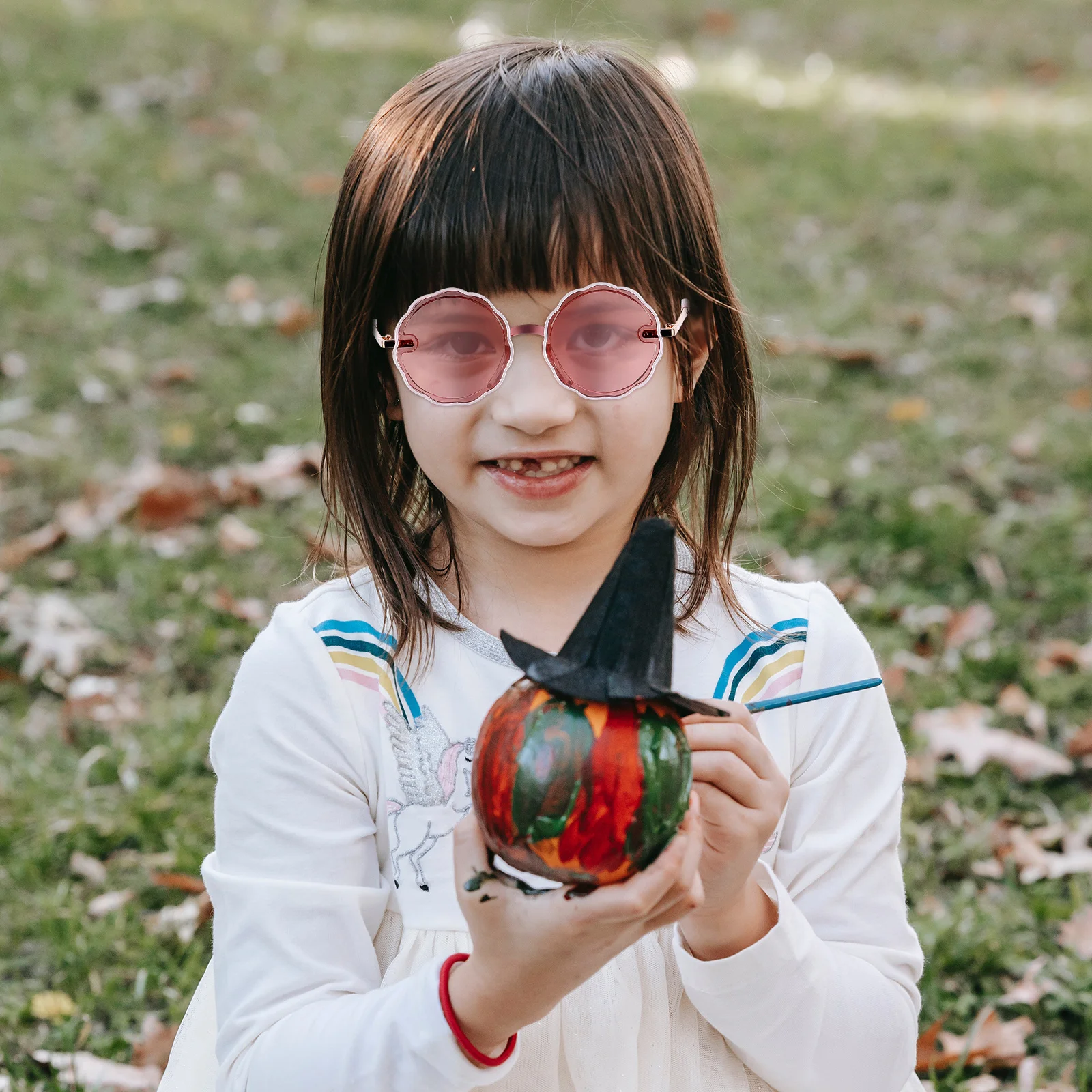 

1 Pair Kids Sunglasses Uv Protection For Children Round Frame Glasses Beach Photo Prop Travel Gift Fashion