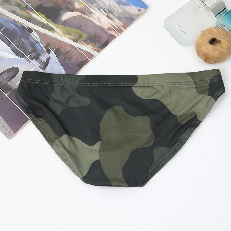 Sexy Camouflage Underwear For Men Ice Silk Glossy Panties Briefs Breathable Bulge Pouch Briefs Underpants Underwear Pump Man