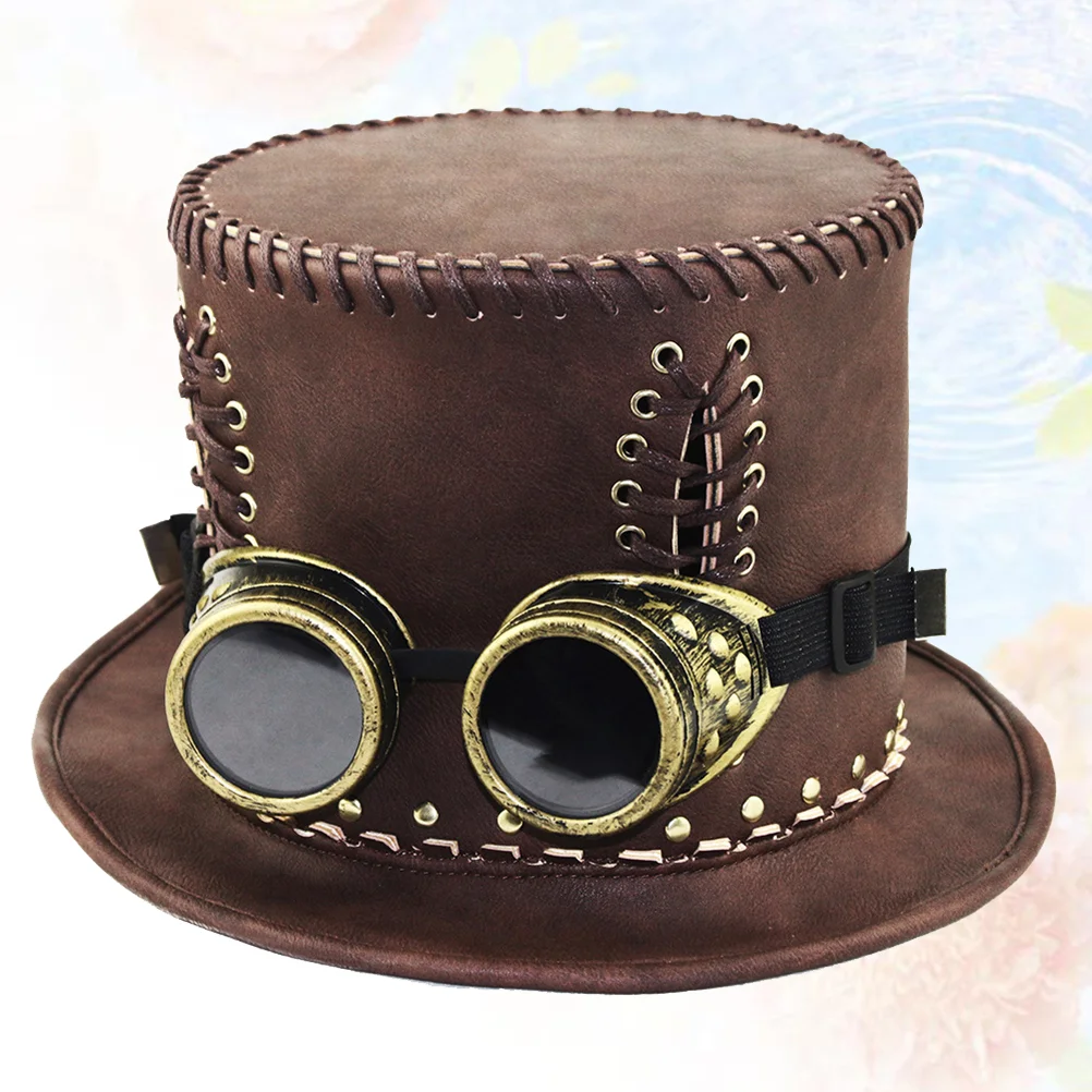 1 Stück Premium-PU-Hut im Steampunk-Industriestil, Vintage-Stil, europäisch-amerikanisches Halloween-Kostümzubehör für Halloween