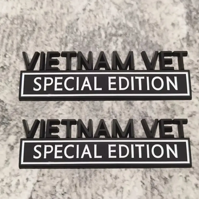 

2pcs Vietnam Vet Special Edition Emblem 3D Metal Badge Veteran Sticker for Universal Vehicle, Car, Truck, SUV (Black White)