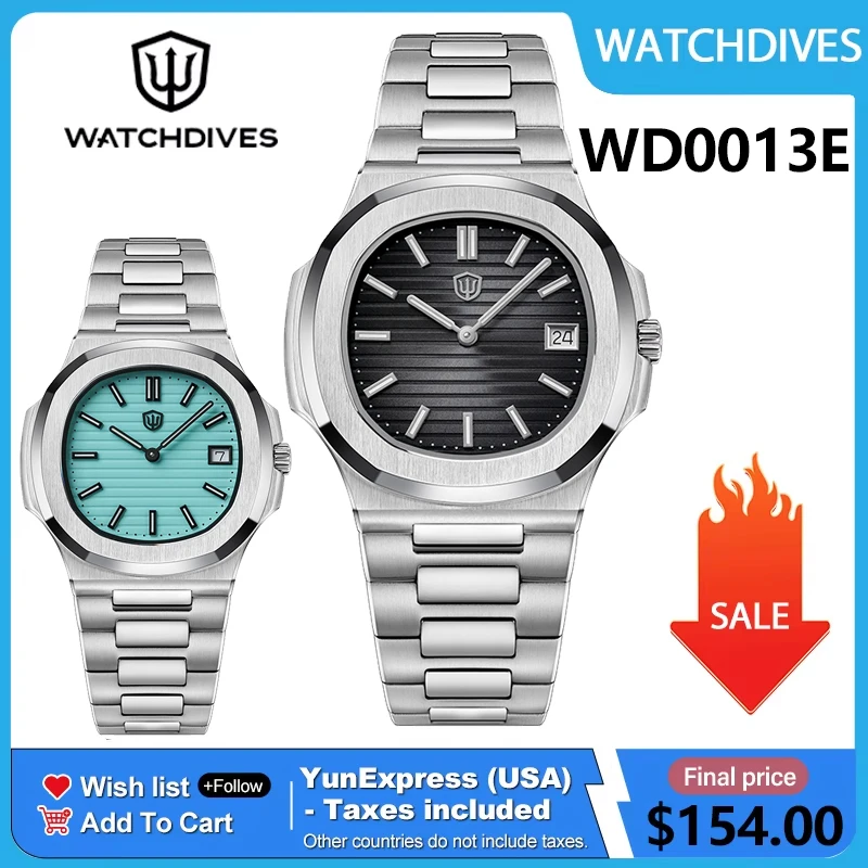 Watchdives WD00013 Herrenuhr, Schweizer Ronda 714 Uhrwerk, mechanische Uhren, Saphir-Edelstahl, wasserdicht, 100 m, Armbanduhr