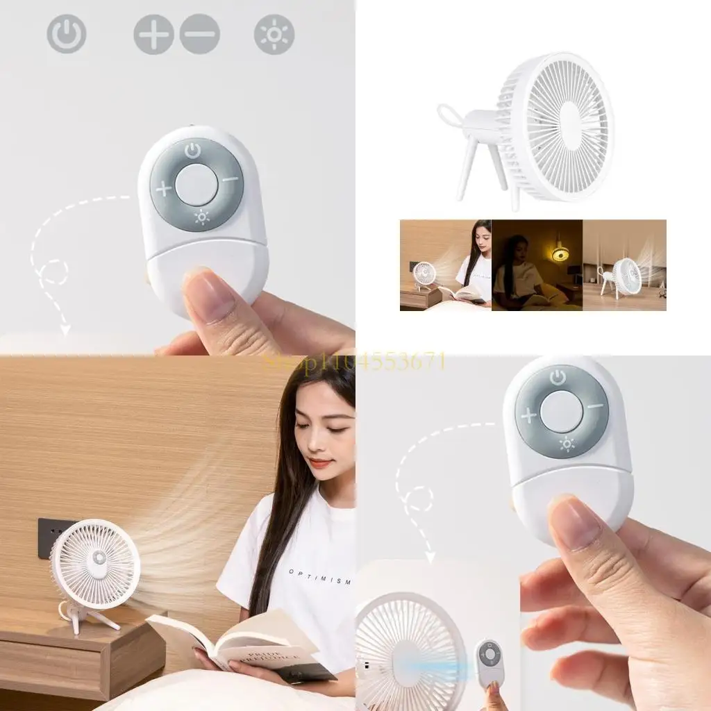 

Best Seller Desk Fan USB Rechargeable Portable Fan with Remote Control 4 Speed Camping Fan for Desktop Bedroom Home 4000mah