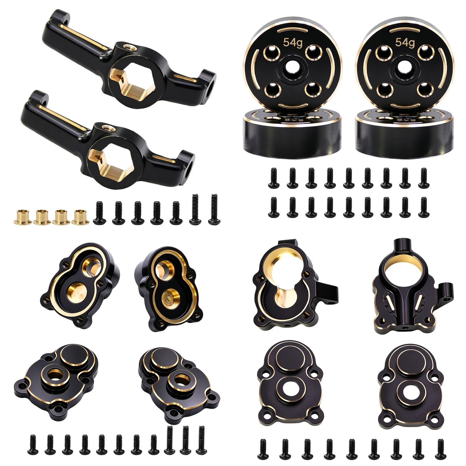 

H18P Brass Black Blocks Counterweight Portal Front Rear Axle Steering Knuckle Cover C-Hub Hex for MJX 1/18 HYPER GO h18p RC Part