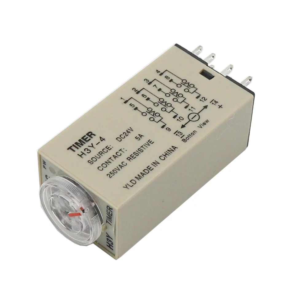 1pcs Power on Delay Time Relay H3Y-4  Small 14-pinDC12V24vAC220v Timer Switch 1S 3S 5S 30S 60S 5M 10M 30M 60M