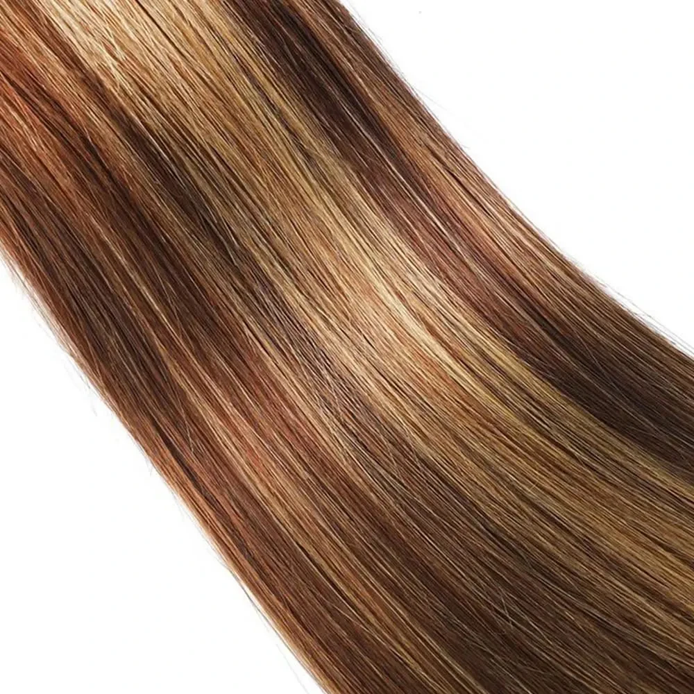 Bundles de tissage de cheveux humains raides, balayage ombré, blond, brun, cheveux bruts brésiliens, 1/3 faisceaux, richesse, 30 po, 100% cheveux humains