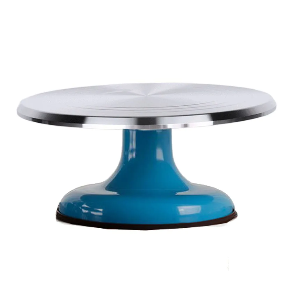 

Поворотный стол для торта на день рождения из алюминиевого сплава, нескользящая вращающаяся подставка для торта с силиконовым дном, гладкое вращение, круглая