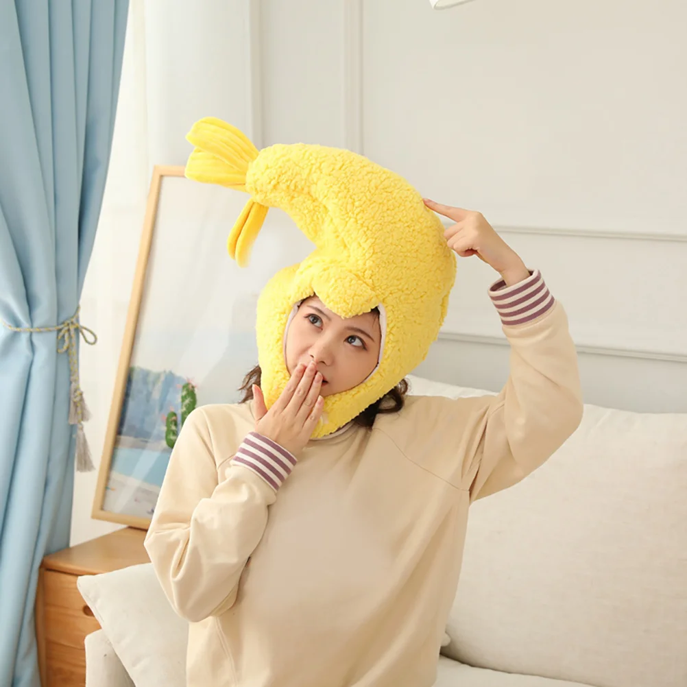 

1 pc Fried Shrimp Hat Party Costume Novelty Carnival Cosplay Funny Headdress Adorable Soft Pp Cotton Unique Dress-Up Dance