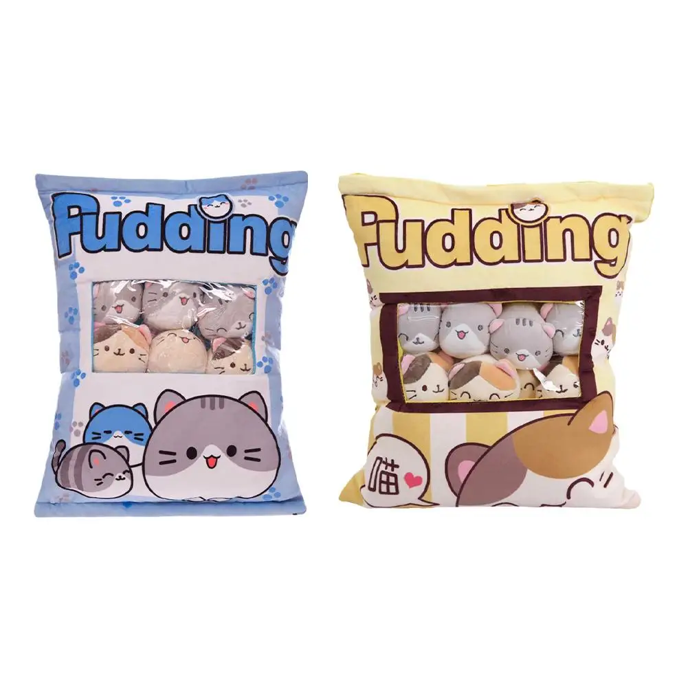 Creative Cat Snack Pillow Pudding Decorative Stuffed Dolls With Cat Pudding Kawaii Toy Cute Plush Plush Pillow Animal Gifts New