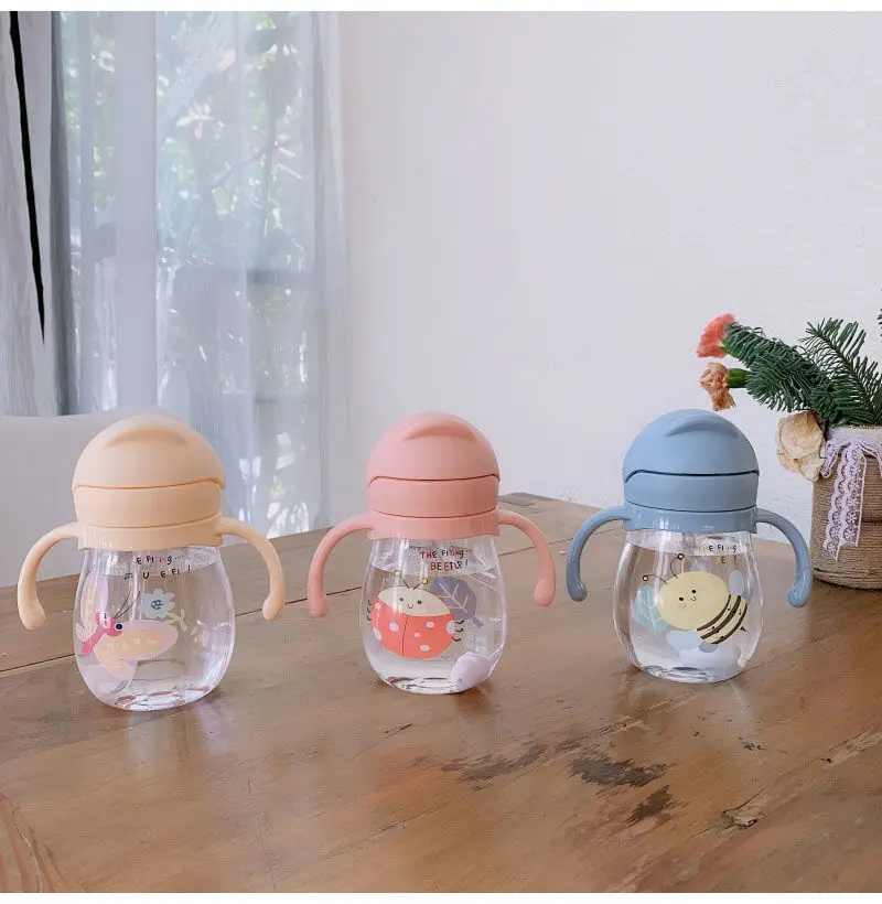 Baby Water Cup Straw Cute Anti-Choking Kindergarten Children Water Cup With Gravity Ball Duckbill Cup Infant Drinking Cup