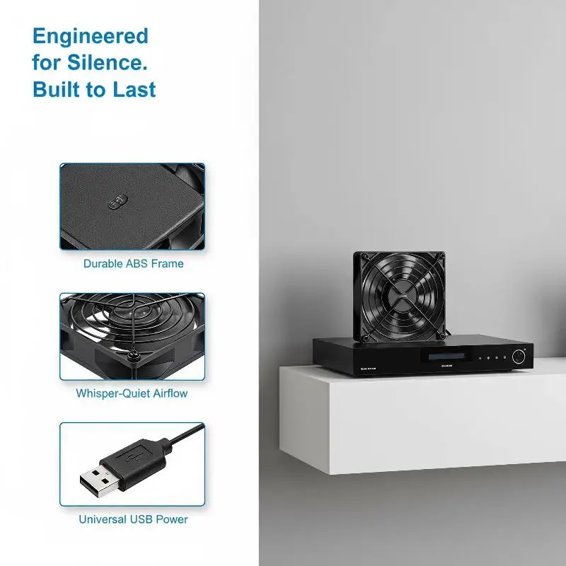 Silent USB Mini Cooling Cooler Fan, Low Noise Radiator For Router Android TV Box Set Top Box Desktop PC