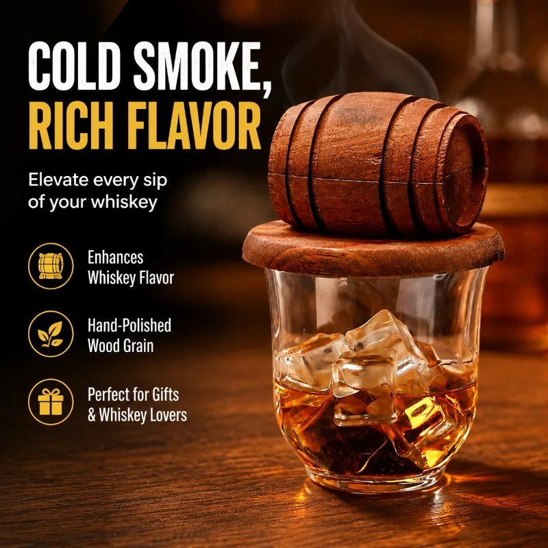Cocktail Smoker Kit Whiskey Fruit‑wine Infuser Bartending Gadget with Smoking Wood Chips Create Rich Aroma for Hand‑operated