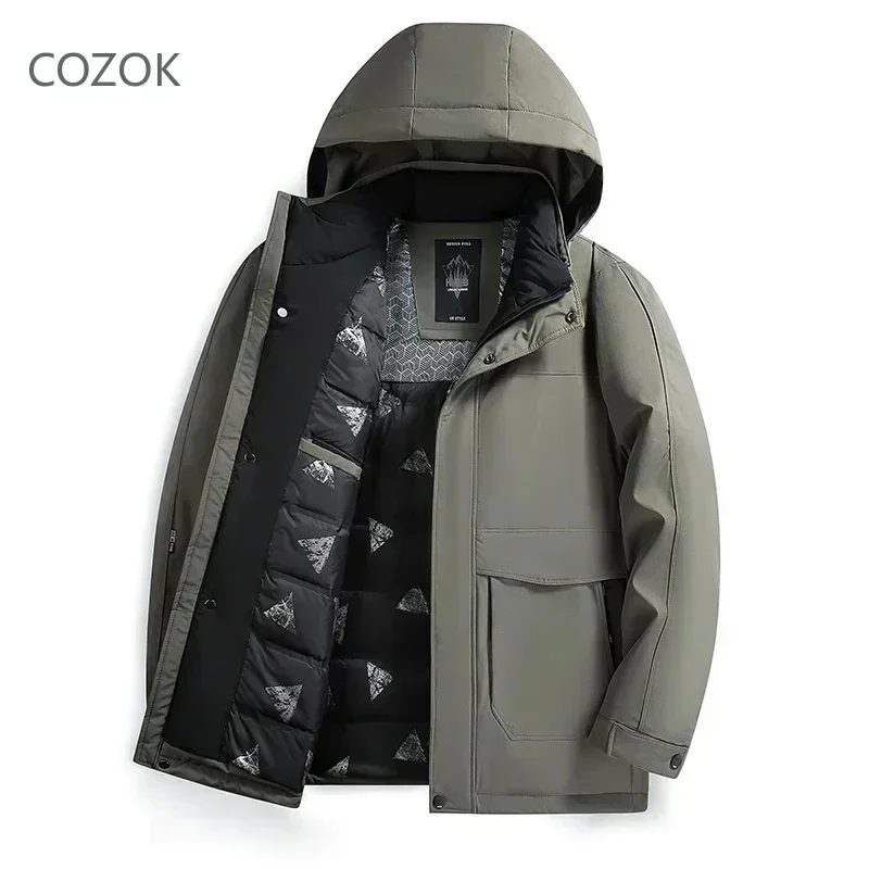 Short Down Jacket Removable Hat Jackets for Men Padded Duck Padding 2025 Luxury Male Winter Brand Warm Man Coat