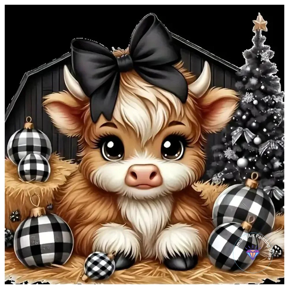 

Cute Little Cow Animal AB Diamond Painting Kit Square Round Diamond 5D DIY Mosaic Handmade Art Adult Exquisite Gift Home Decor