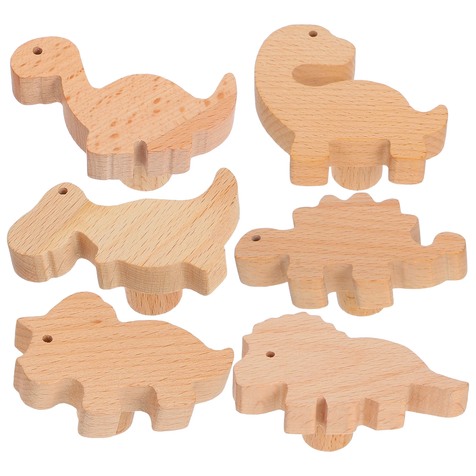 

6 Set Wooden Dinosaur Knob Drawers Cabinet Knobs Animal Decorative for Cabinets Covers Cute