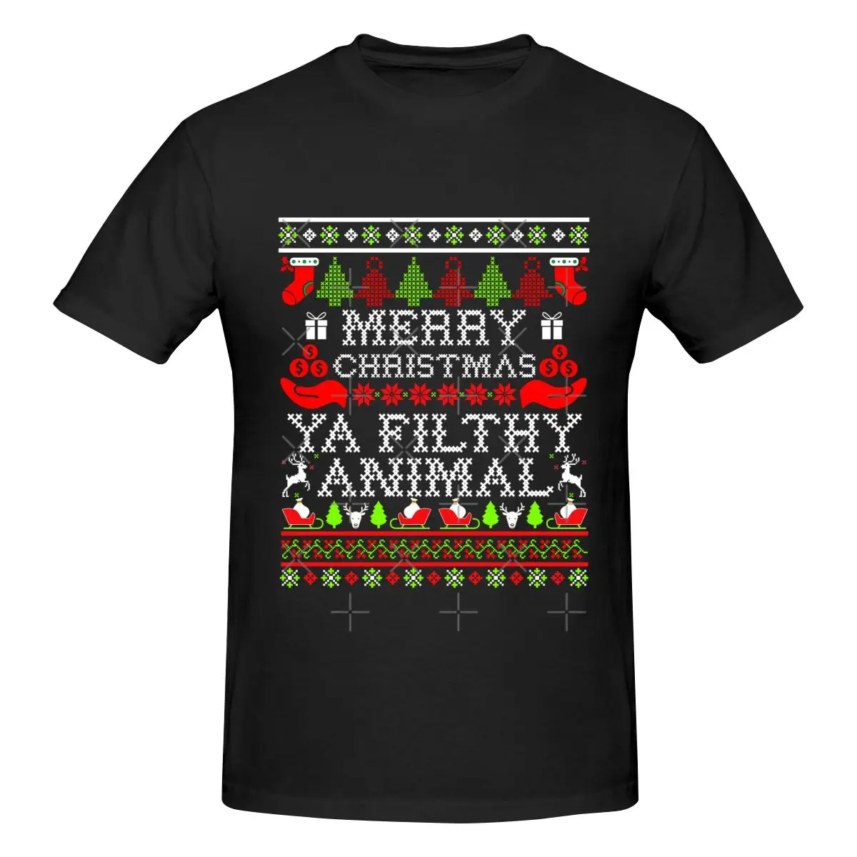 Funny Christmas - Merry Christmas Ya Filthy Animal Essential Men's T-shirt Printed Tops are loose and slim fit Women's T-shirts