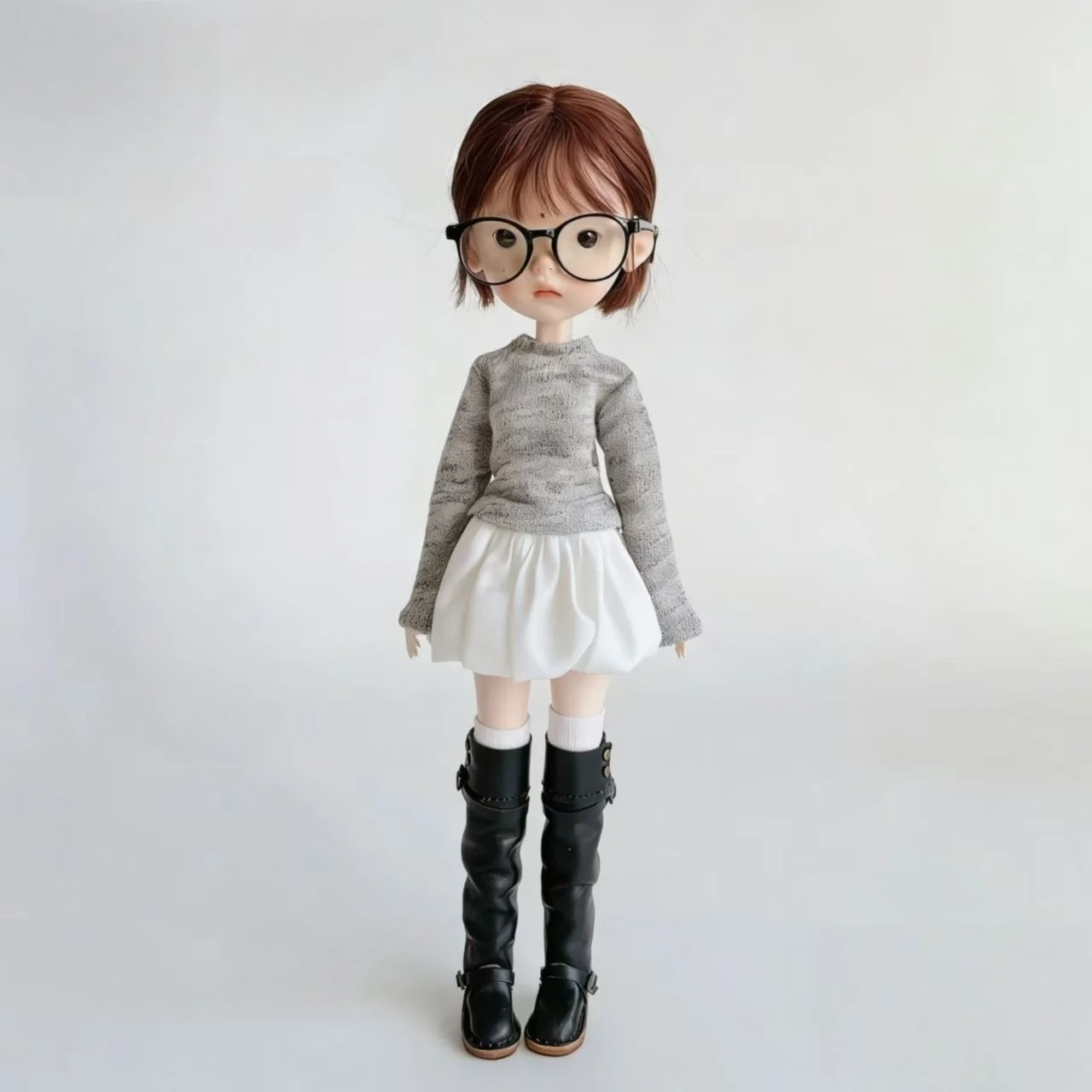 Blythe OB24 Doll Clothes Knit Slim Fit Turtleneck Top&Puff Mini Skirt for 1/6 BJD Girl Toys Dollhouse Casual Dress Up Outfits