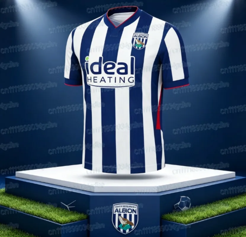 Unisex West Bromwich Albion 26_27 Short Sleeve Football Jersey Fan Training Sports Top Family Matching Seasonal Wear