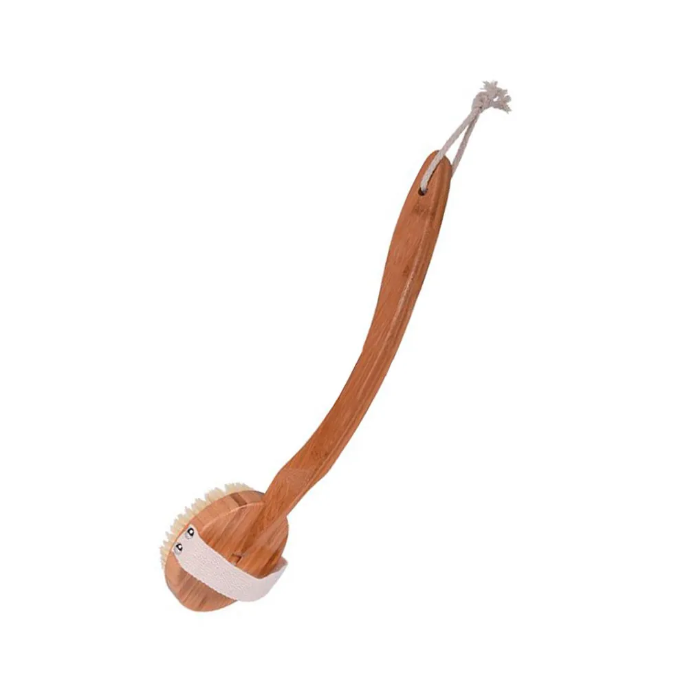 42x10.5x3.7cm Eco Friendly Pig Bristle Bath Brush Removable Handle Body Scrub Brush Exfoliator Stimulates Blood Flow Shower