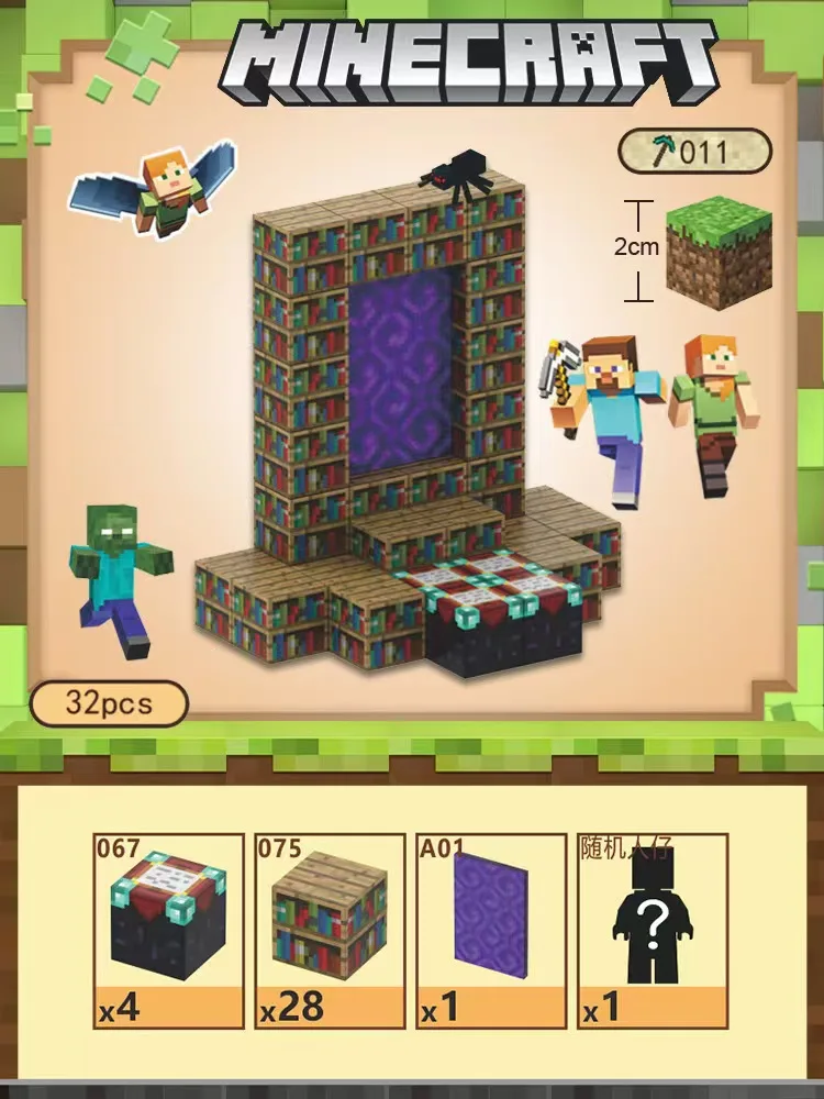 32 pçs blocos magnéticos anime crianças quebra-cabeça montado brinquedo boneca mini cubo magnético modelo crianças brinquedos de construção presente