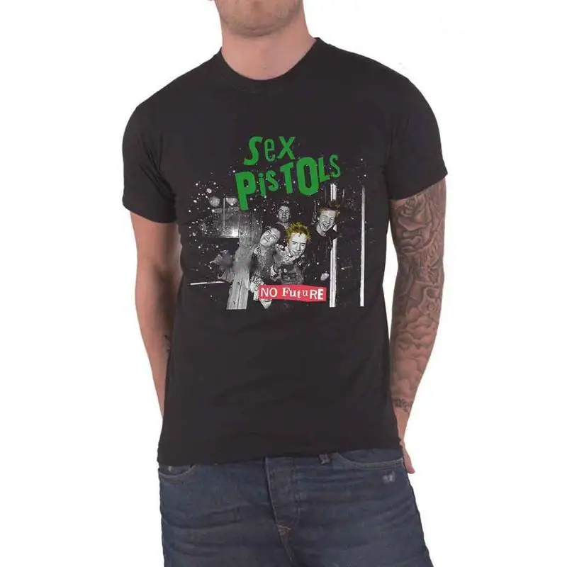 The Sex Pistols T Shirt No Future Cover Photo Band Logo New Official Mens Black