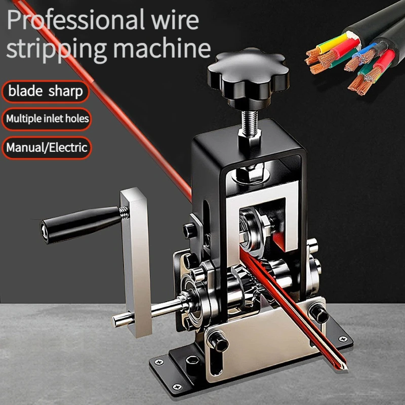 Hand-operated Electric Wire Stripping Machine Dismantling Old Copper Wires Cables and Waste Wires Stripping The Insulation Layer