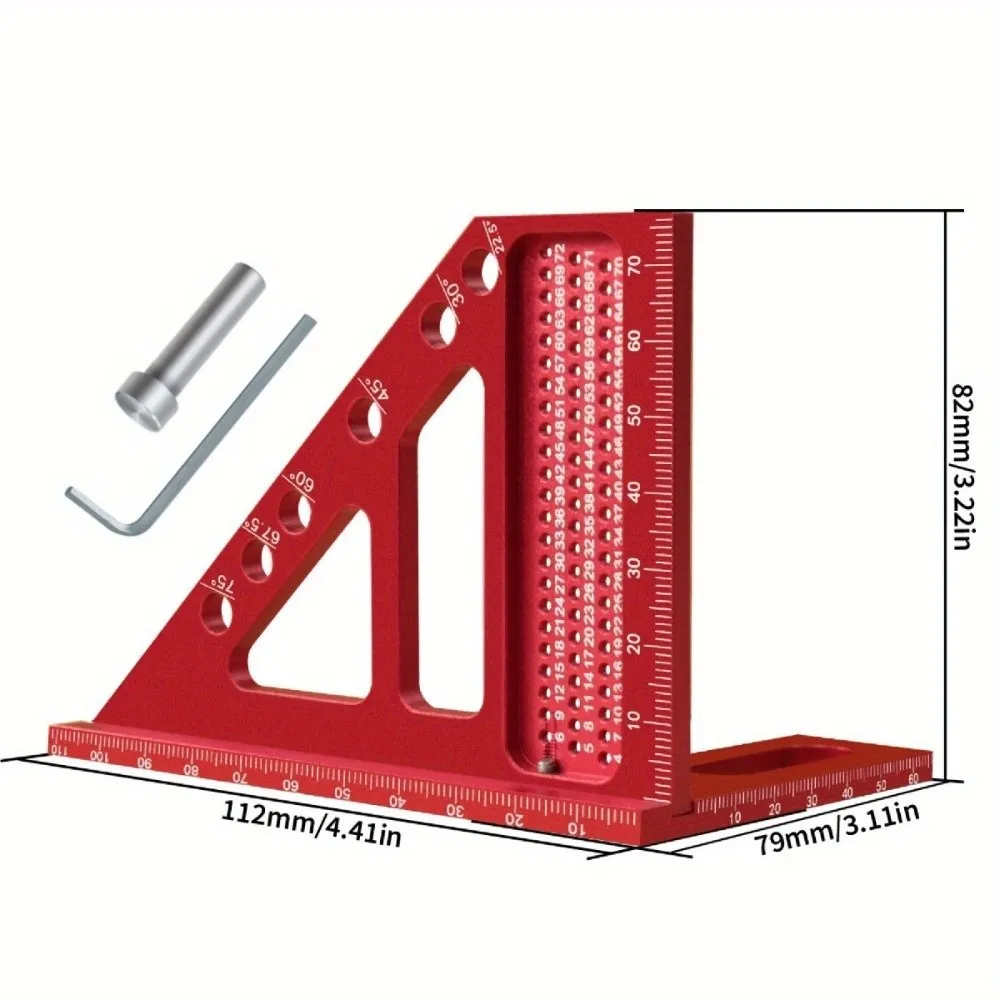 Multipurpose Woodworking Layout Square 3D Design Dowel Pins Triangle Measuring Ruler Aluminum Alloy Miter Scriber