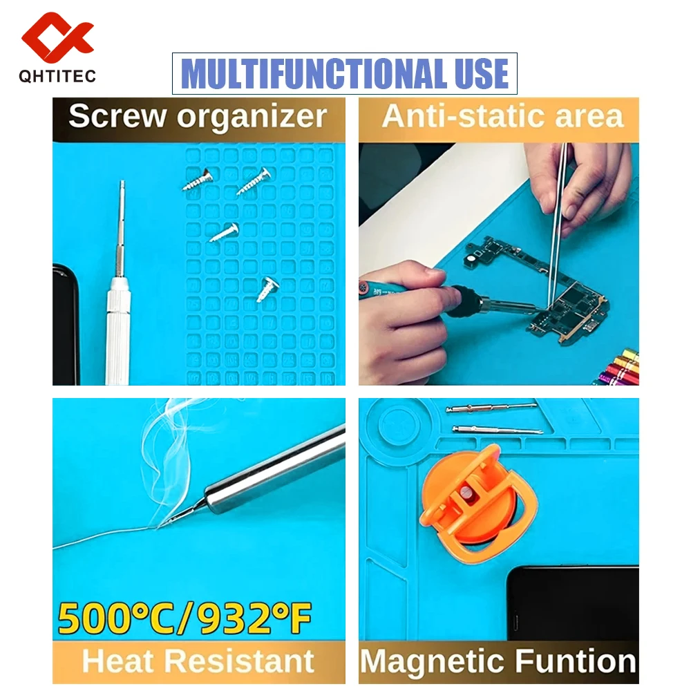 Anti-static ESD Soldering Silicone Mat Heat-Resistant Work Pad For Soldering Iron Soldering Station Repair Desoldering Platform