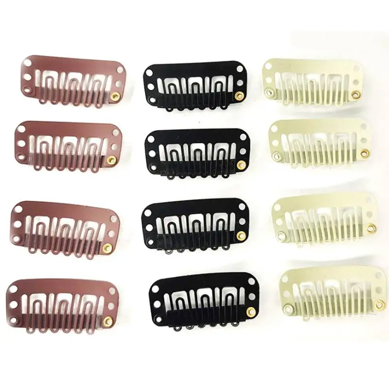 Clips de perruque à pression de 32MM, Clips d'extension de cheveux en forme de U à 6 dents pour sécuriser la perruque avec Clips de perruque en caoutchouc de silicone, accessoires de coiffure