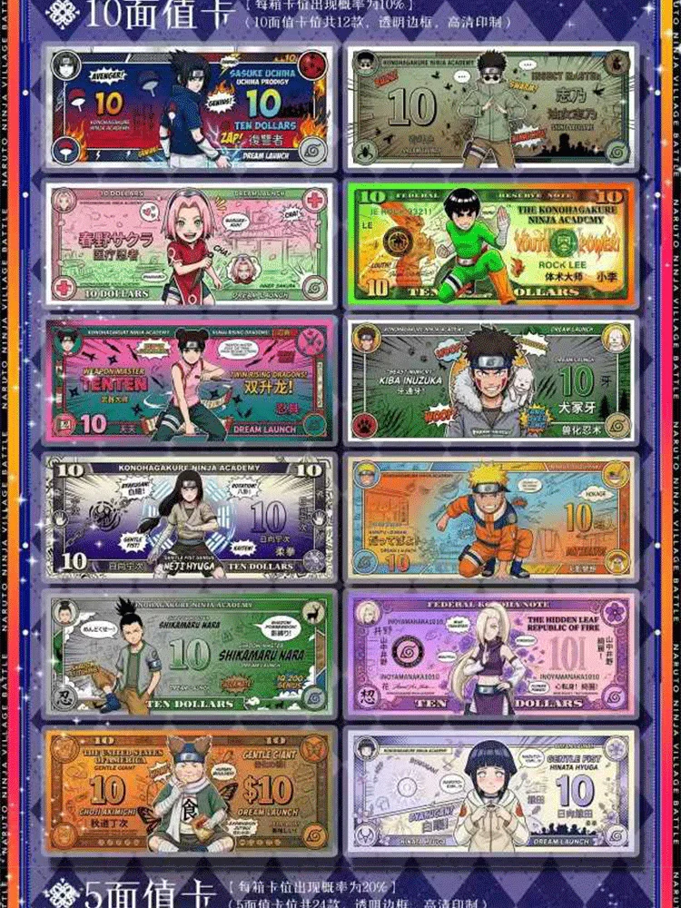 2026 Hot Anime Naruto Acrylic US Dollar Style Cards Acrylic Decor Collection Cards Wholesale