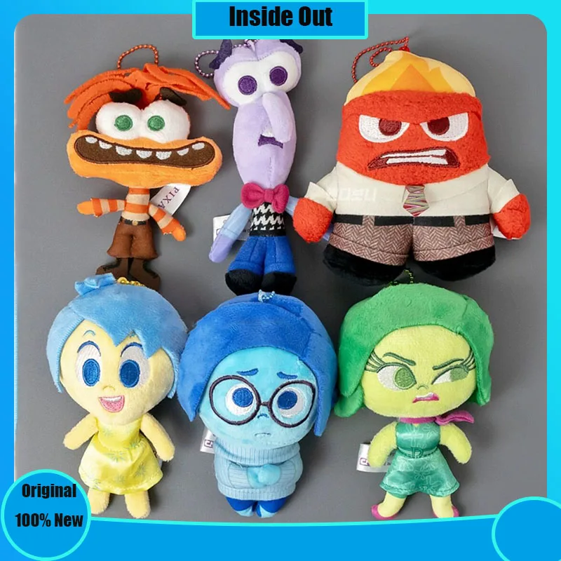 Original Herocross Disney Pixar Inside Out 2 Plush Anime Figures Brain Agent Team Cartoon Keychain Car KeyRing Pendant Plush