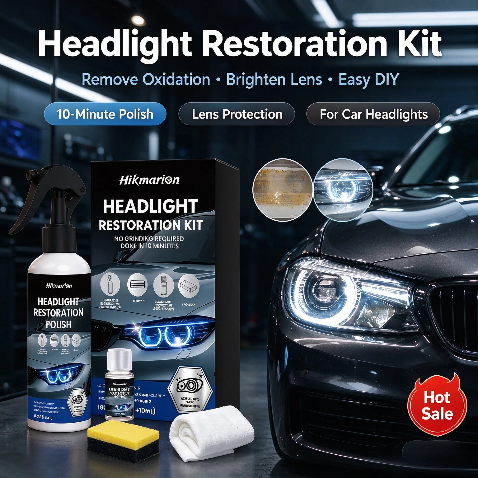 Car Headlight Restoration Polishing Kit Oxidation Remover Brightening Agent Automotive Headlight Lens Cleaning Protective Liquid