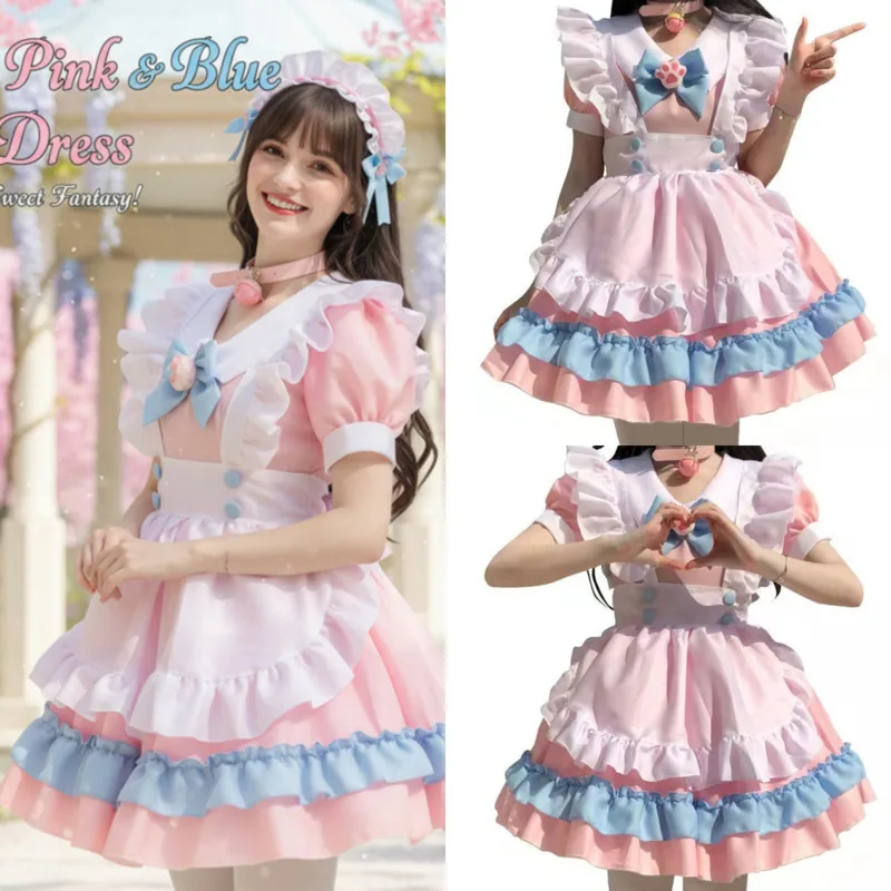 

Y2K Cosplay Maid Costume Set Cute Cat Ear Servant Outfit JK Style Dress With Apron Anime Party Uniform For Dresses Women Men New