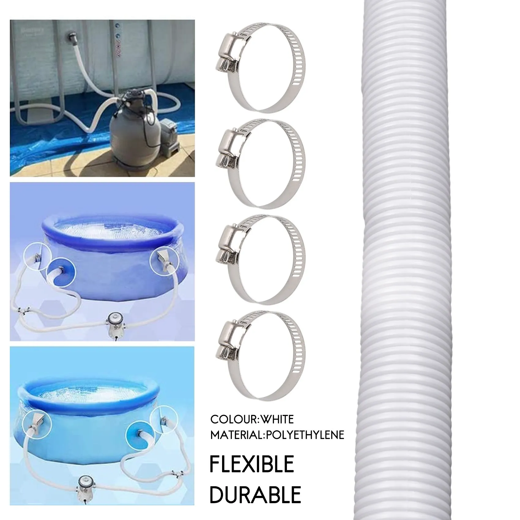 

2 шт., сменный шланг для аксессуаров для моделей 607, 637, диаметр 1,25 дюйма, шланг для насоса для бассейна — 59 дюймов (150 см)