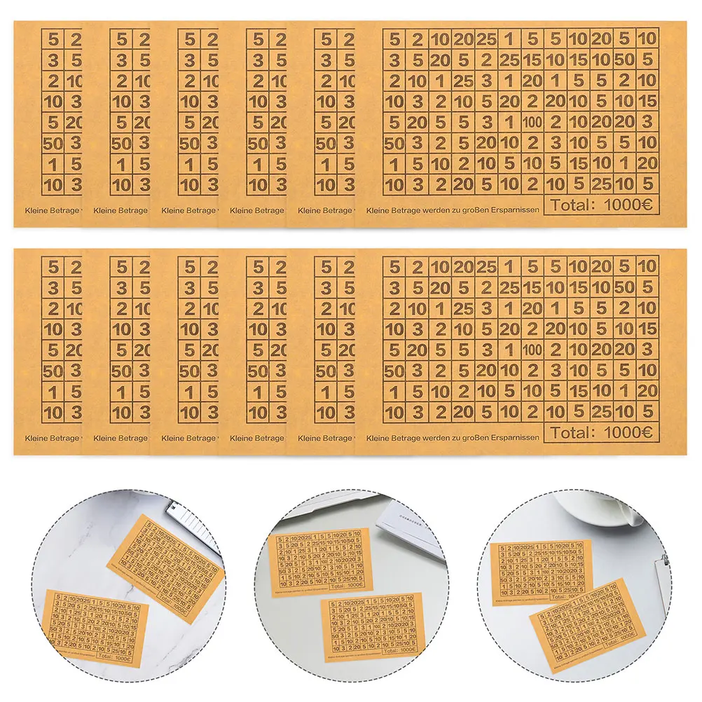 

50pcs Euro Savings Jar Stickers Beige 1000 Budgeting Numbered Coin Bank Labels Adhesive Cash Envelope Tracker Labels