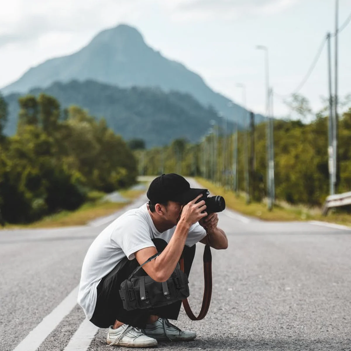 Waterproof Camera Bag For Lens Oxford Cloth Lightweight Portable Outdoor Travel Multi-Use Single Shoulder Crossbody Bag